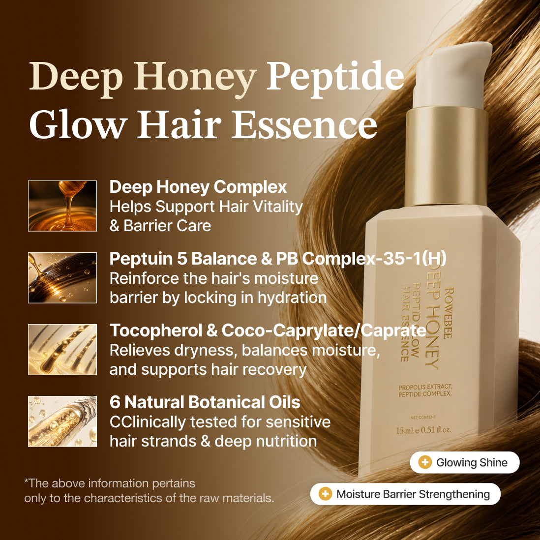 Rowebee Deep Honey Peptide Glow Hair Essence